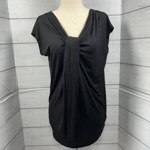 Michael Kors Women's Top Blouse Casual Short Sleeve Rayon Black Size Small